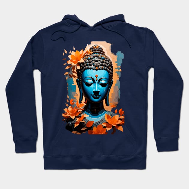 Buddha Head with Vibrant Flowers Hoodie by NerdsbyLeo